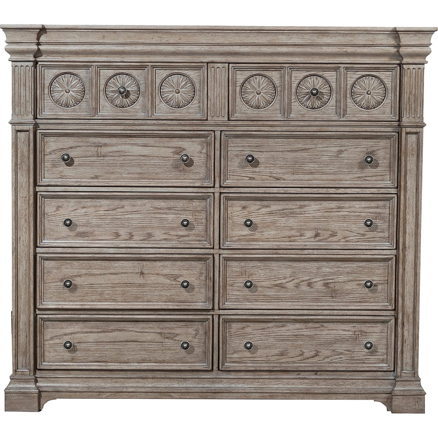 001 SI-2155597 | Primary Silo | Kingsbury Master Chest by Pulaski Furniture in french grey. Made from oak veneers, hardwood solids in a traditional style.