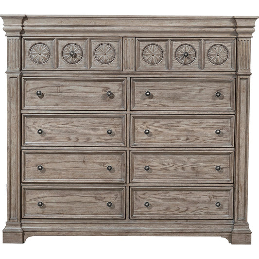 001 SI-2155597 | Primary Silo | Kingsbury Master Chest by Pulaski Furniture in french grey. Made from oak veneers, hardwood solids in a traditional style.