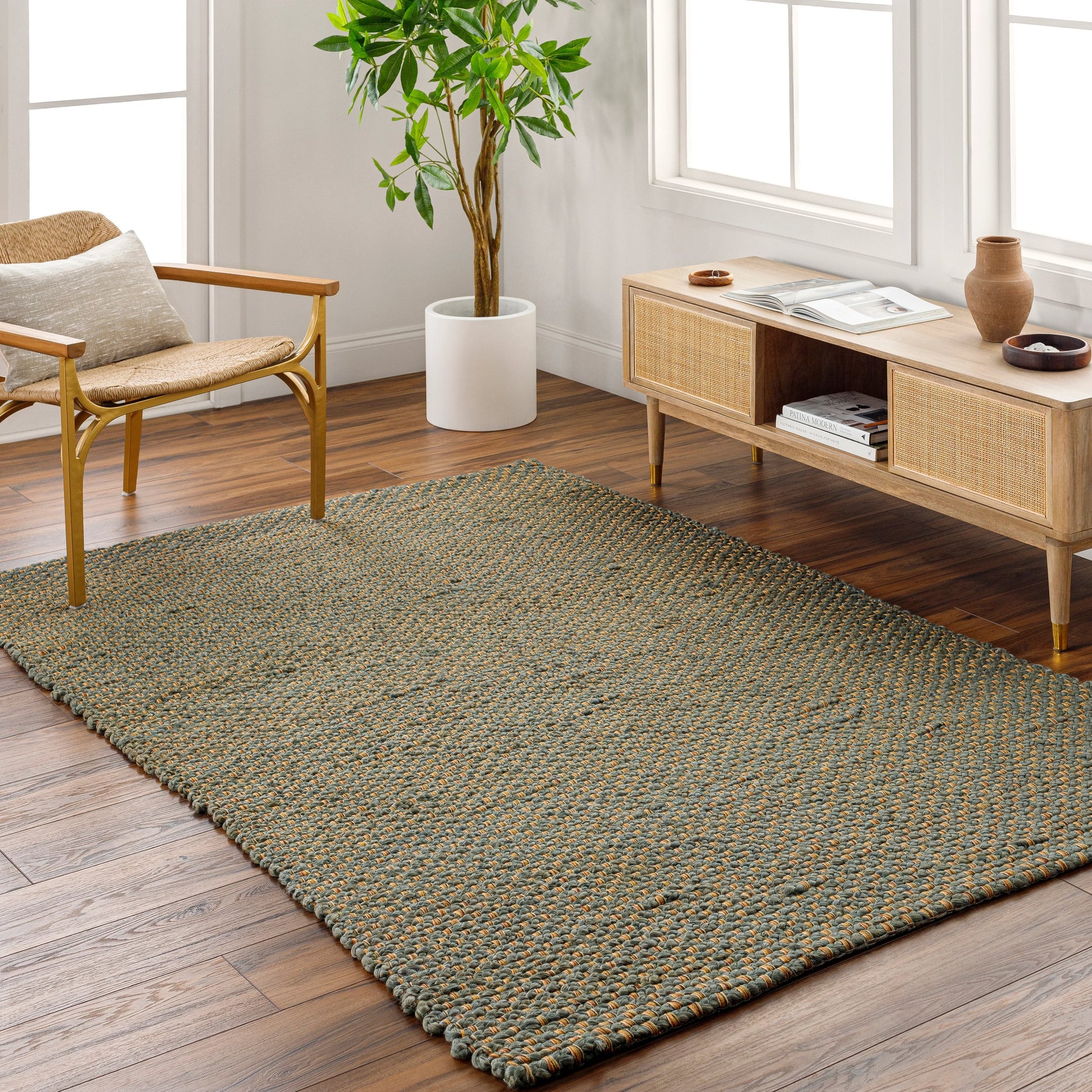 Curacao CUR-2302 Rug by Livabliss in sky blue, sandy beige, slate gray. Made from face: 100% jute, warp: 100% jute in a unique style.