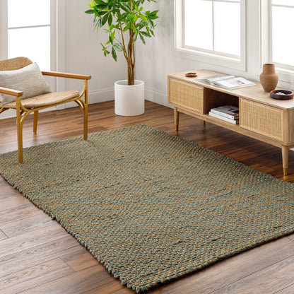 Curacao CUR-2302 Rug by Livabliss in sky blue, sandy beige, slate gray. Made from face: 100% jute, warp: 100% jute in a unique style.