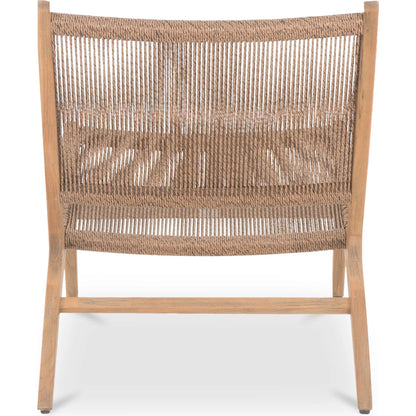 Palma Outdoor Lounge Chair by Moe's Home Collection. Made from solid teak frame, synthetic rattan in a rustic style.