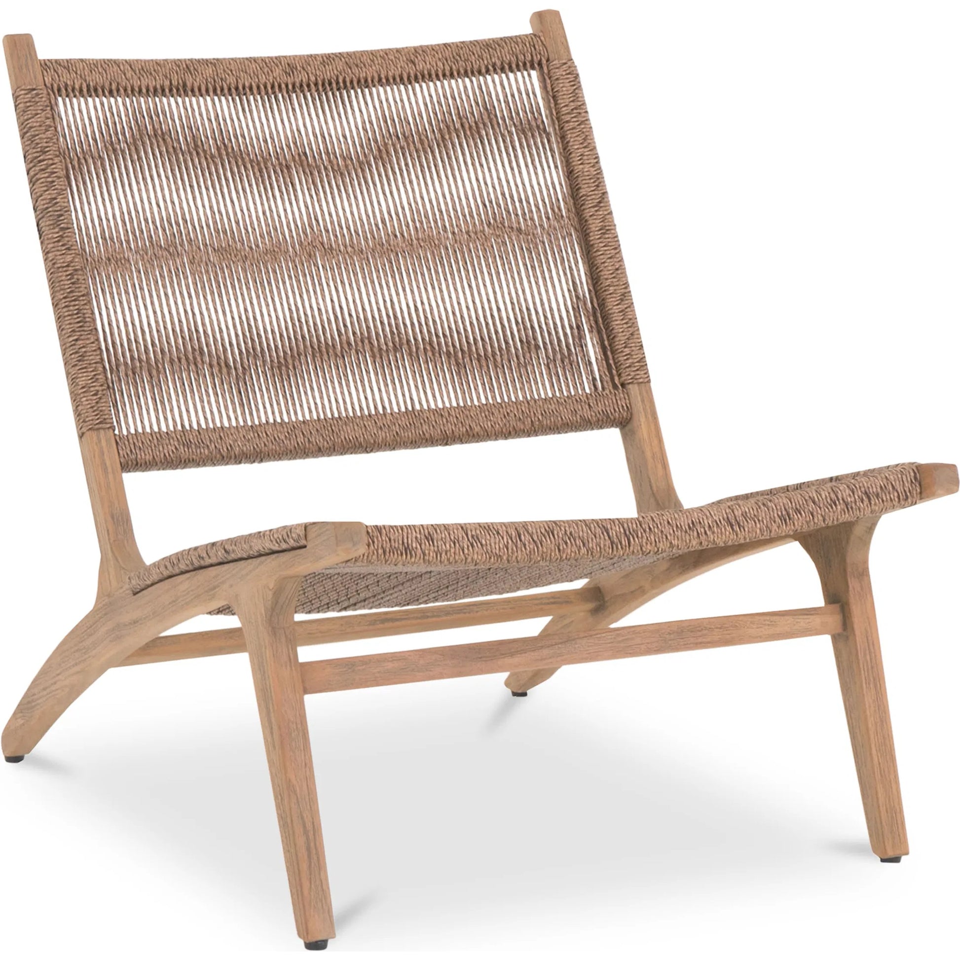 Palma Outdoor Lounge Chair by Moe's Home Collection. Made from solid teak frame, synthetic rattan in a rustic style.