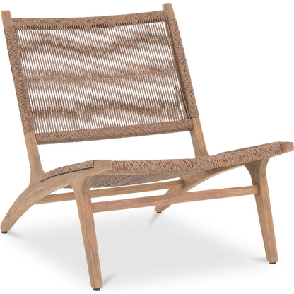 Palma Outdoor Lounge Chair by Moe's Home Collection. Made from solid teak frame, synthetic rattan in a rustic style.