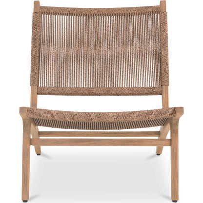 Palma Outdoor Lounge Chair by Moe's Home Collection. Made from solid teak frame, synthetic rattan in a rustic style.