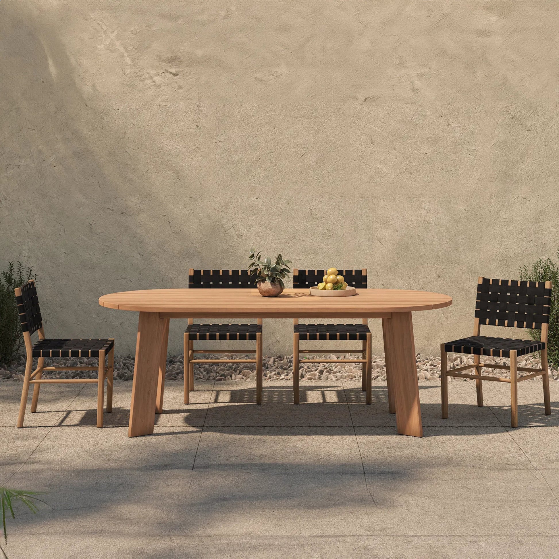 Delta Oval Outdoor Dining Table by Moe's Home Collection. Made from solid teak in a transitional style.