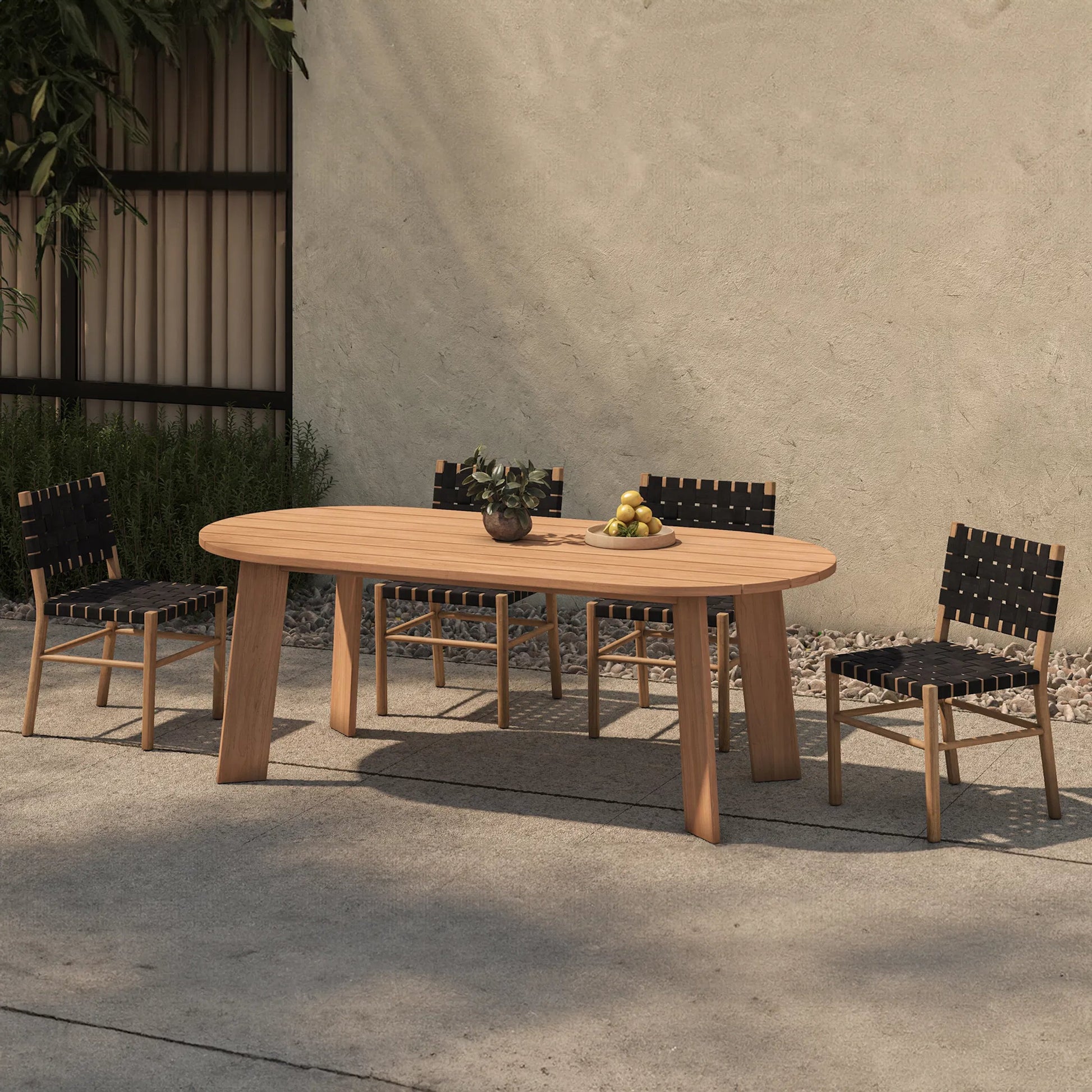 Delta Oval Outdoor Dining Table by Moe's Home Collection. Made from solid teak in a transitional style.