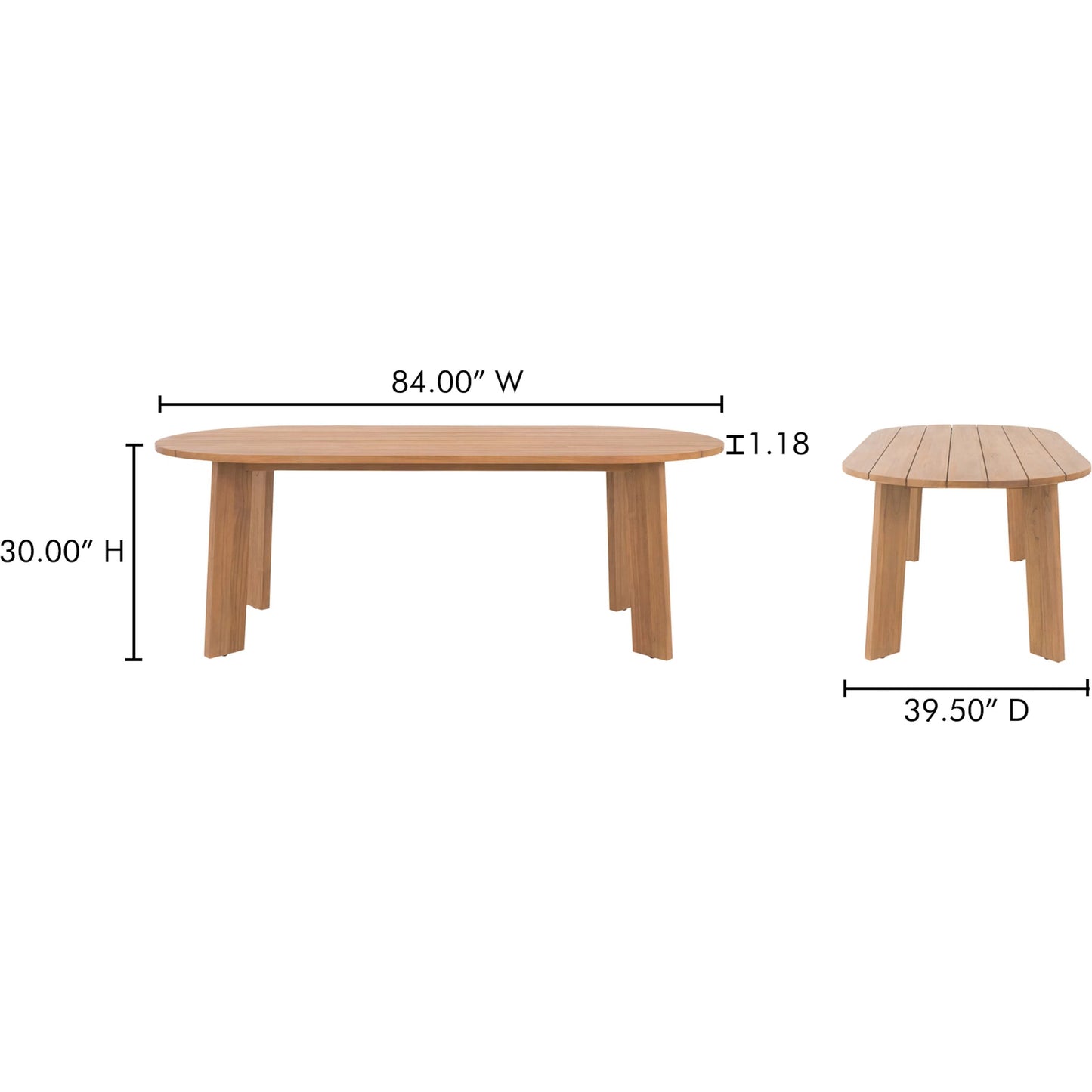 018 SI-2367966 | Additional Silo | Delta Oval Outdoor Dining Table by Moe's Home Collection in natural. Made from solid teak in a transitional style.