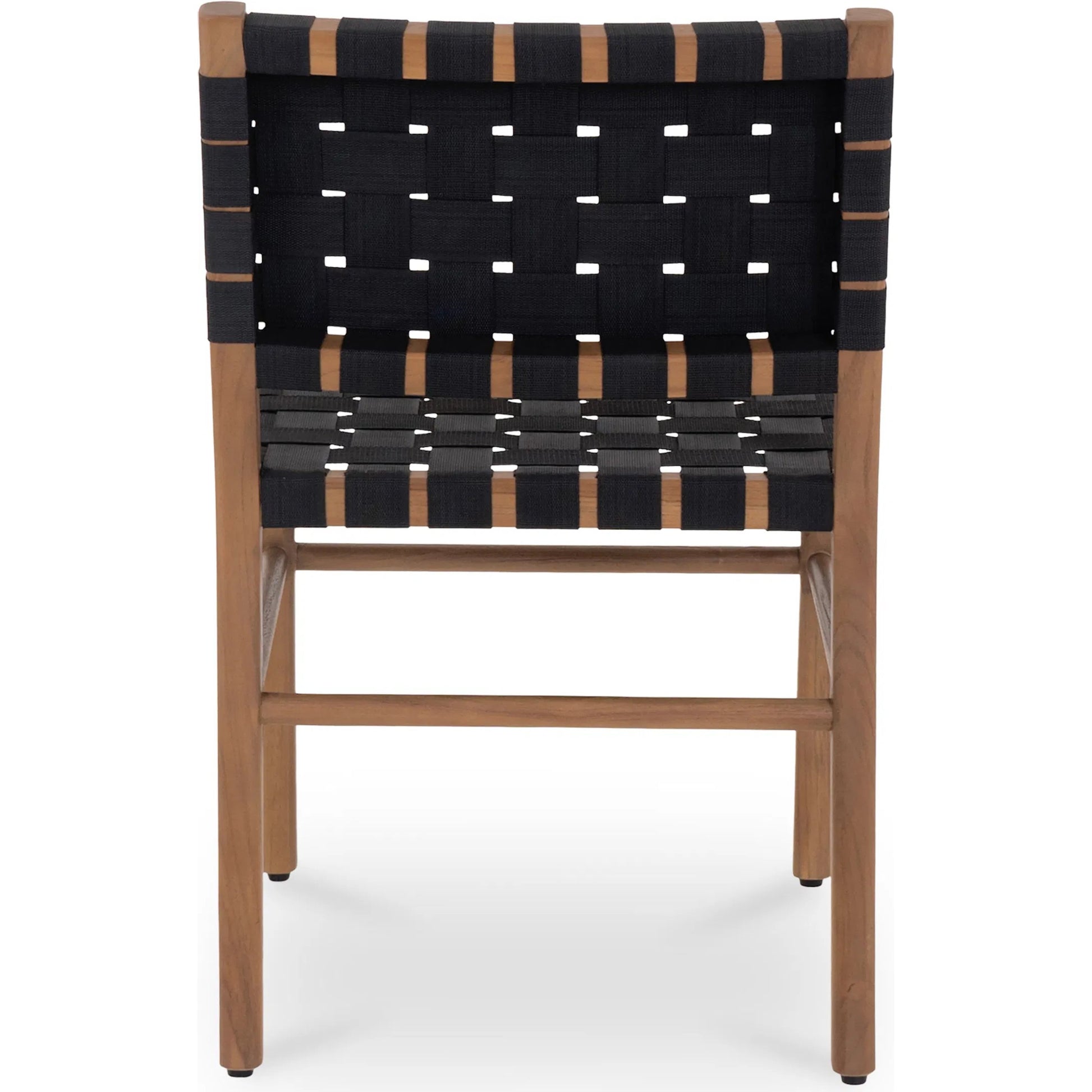 Mira Outdoor Dining Chair by Moe's Home Collection in black and natural solid teak. Made from solid teak frame, woven seat in a modern style.