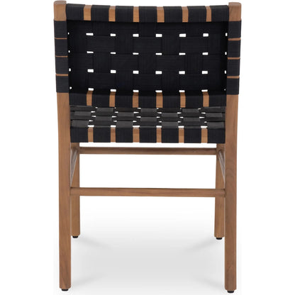 Mira Outdoor Dining Chair by Moe's Home Collection in black and natural solid teak. Made from solid teak frame, woven seat in a modern style.