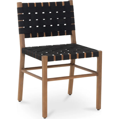 Mira Outdoor Dining Chair by Moe's Home Collection in black and natural solid teak. Made from solid teak frame, woven seat in a modern style.