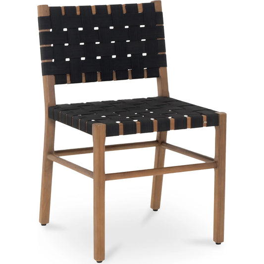 Mira Outdoor Dining Chair by Moe's Home Collection in black and natural solid teak. Made from solid teak frame, woven seat in a unique style.