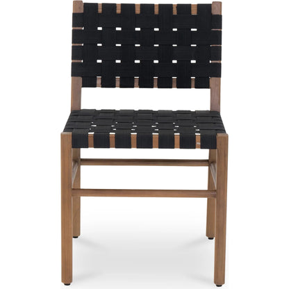 Mira Outdoor Dining Chair by Moe's Home Collection in black and natural solid teak. Made from solid teak frame, woven seat in a modern style.
