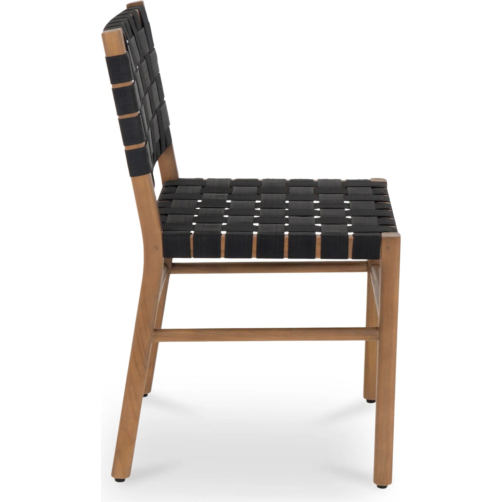 Mira Outdoor Dining Chair by Moe's Home Collection in black and natural solid teak. Made from solid teak frame, woven seat in a modern style.