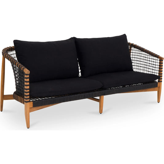 Kuna Outdoor Sofa by Moe's Home Collection. Made from solid teak frame with lloyd loom weave, 100% polyester upholstery, foam cushion in a unique style.