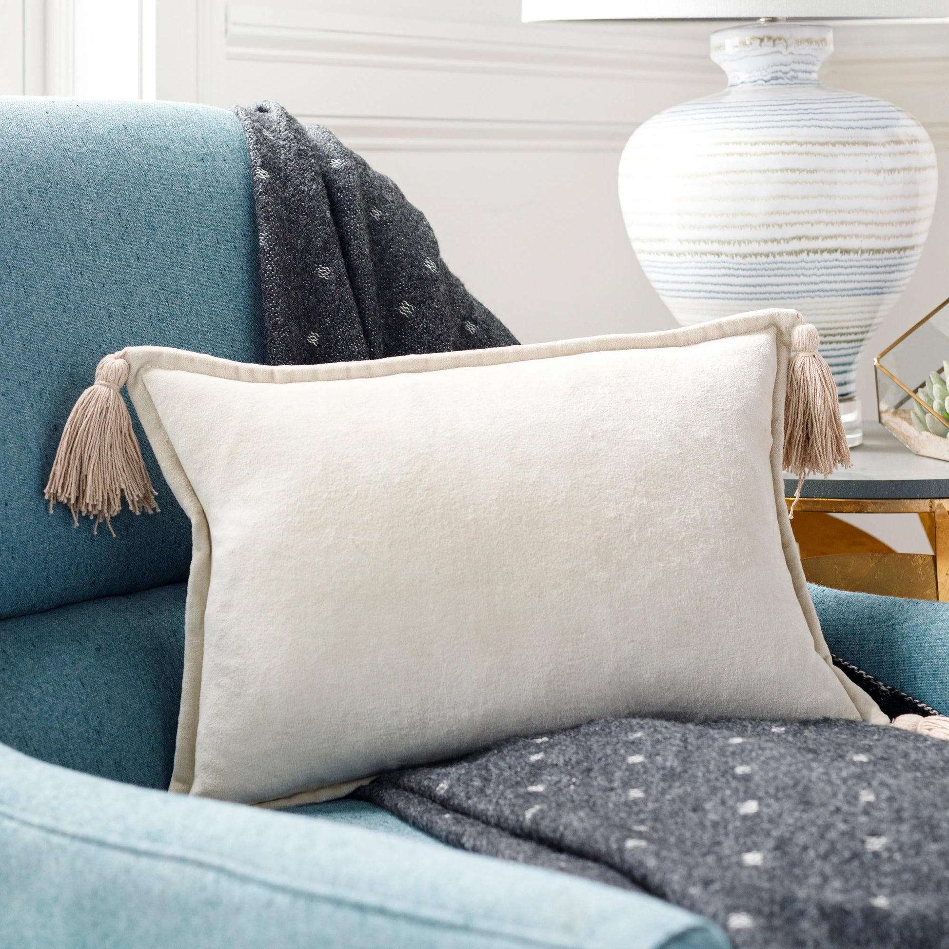 Cotton Velvet Pillow Cover - 28554 by Surya. Made from front: 100% cotton, back: 100% cotton in a modern style.