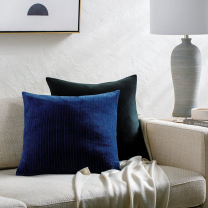 Cotton Velvet Stripes Pillow - 481617 by Surya. Made from front: 100% cotton, back: 100% cotton in a modern style.