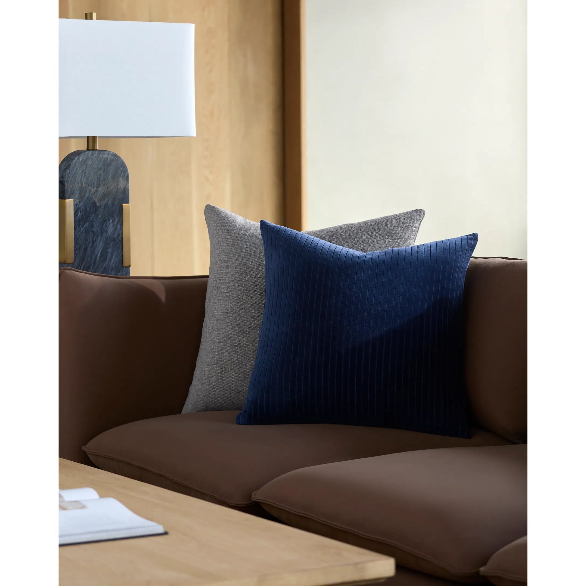 Cotton Velvet Stripes Pillow - 481617 by Surya. Made from front: 100% cotton, back: 100% cotton in a modern style.