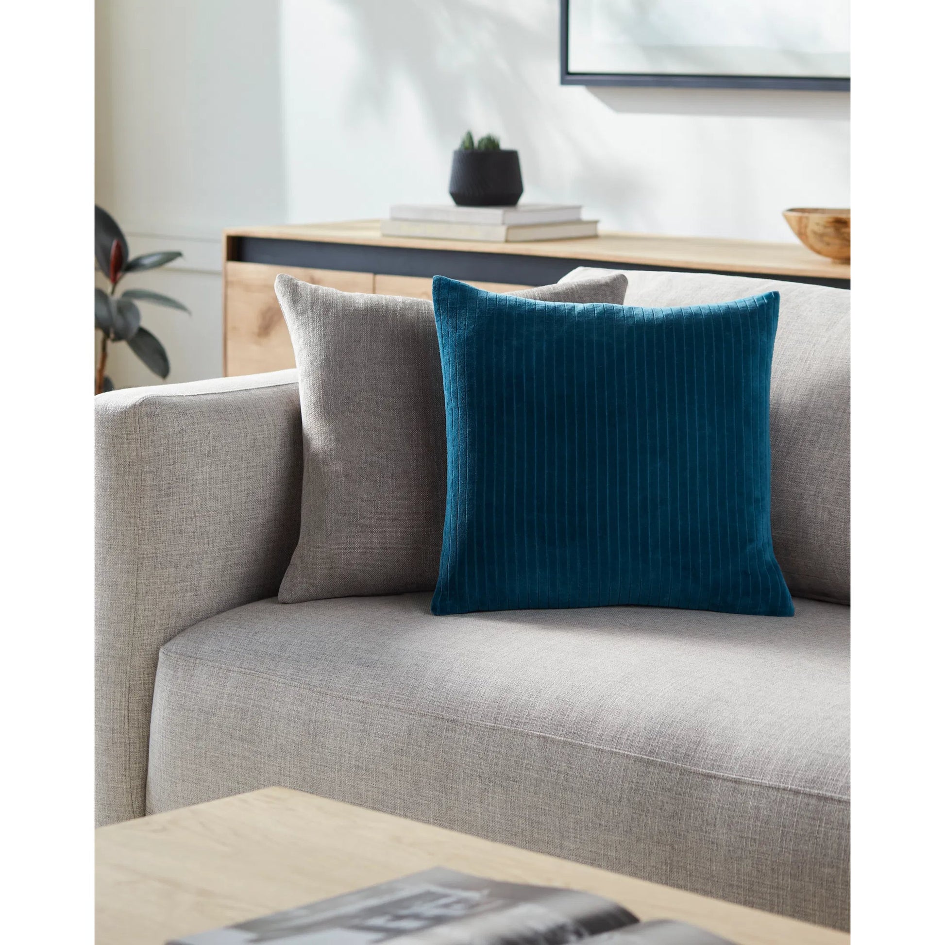 Cotton Velvet Stripes Pillow - 481617 by Surya. Made from front: 100% cotton, back: 100% cotton in a modern style.