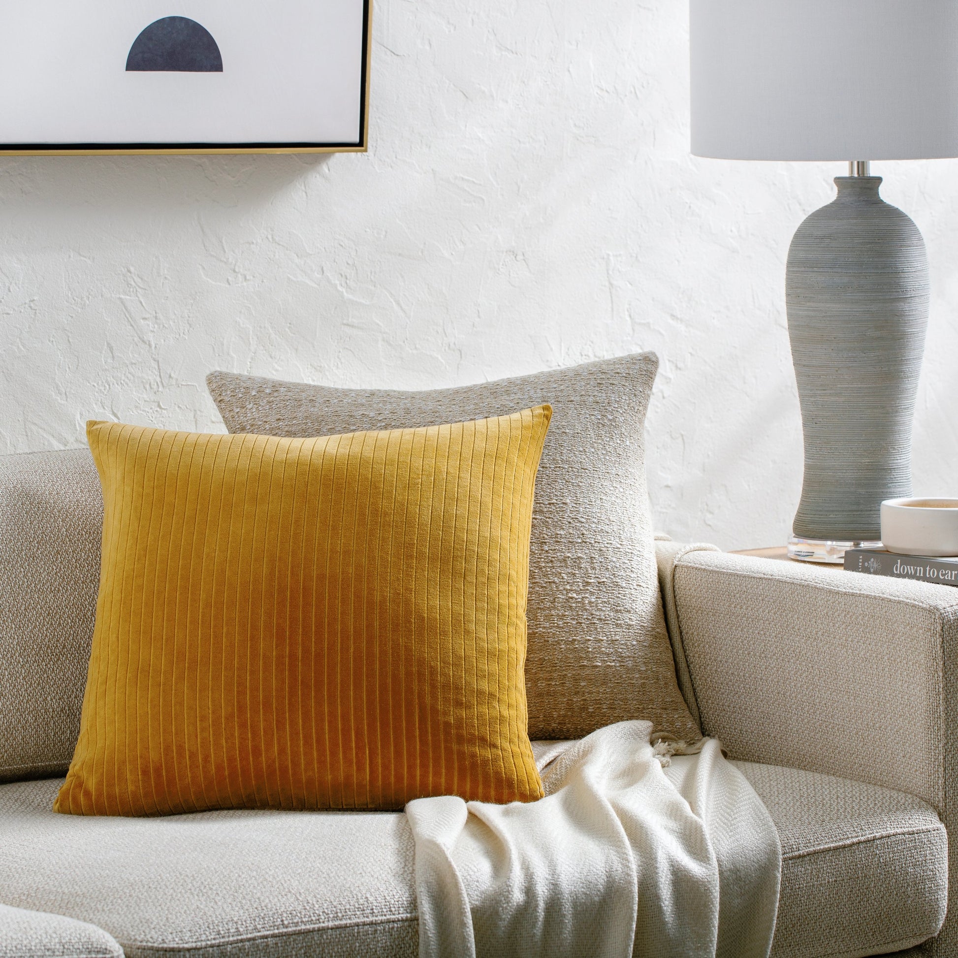 Cotton Velvet Stripes Pillow - 481617 by Surya. Made from front: 100% cotton, back: 100% cotton in a modern style.