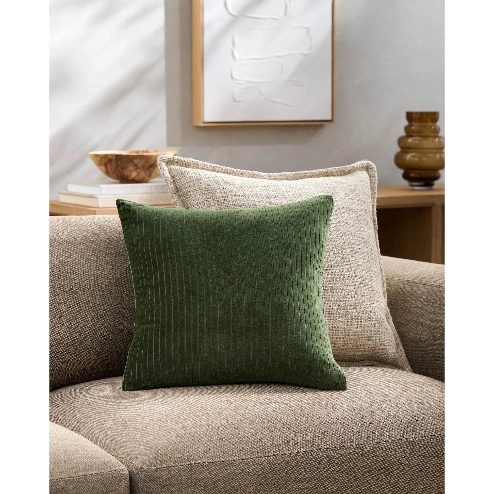 Cotton Velvet Stripes Pillow - 481617 by Surya. Made from front: 100% cotton, back: 100% cotton in a modern style.