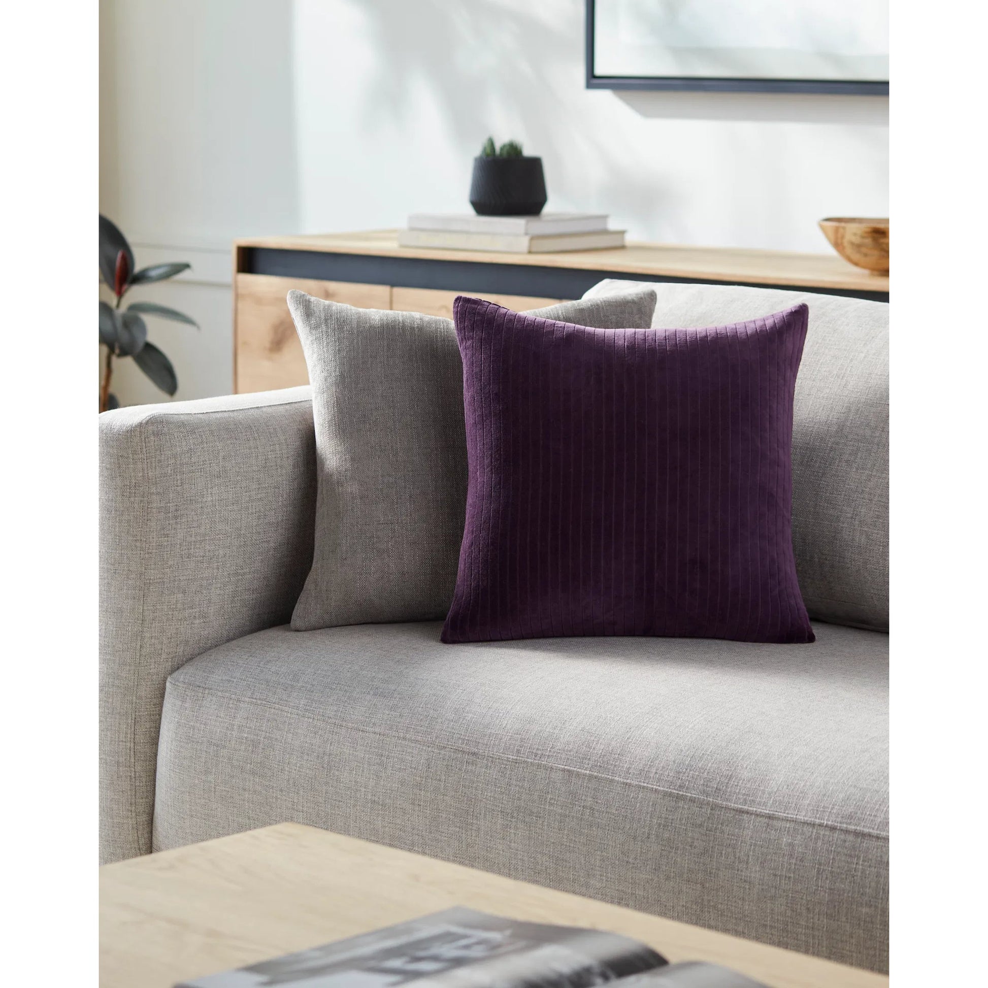 Cotton Velvet Stripes Pillow - 481617 by Surya. Made from front: 100% cotton, back: 100% cotton in a modern style.