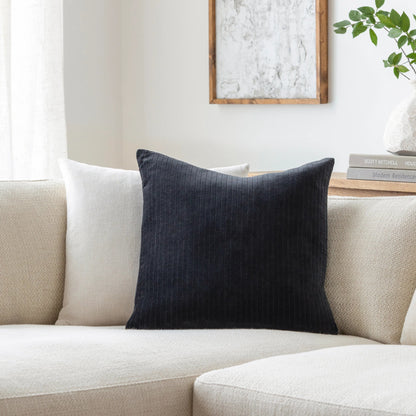 Cotton Velvet Stripes Pillow - 481617 by Surya. Made from front: 100% cotton, back: 100% cotton in a modern style.