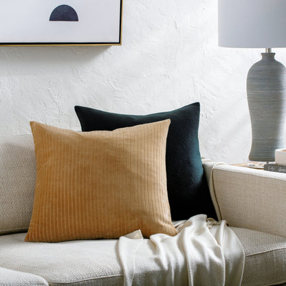 Cotton Velvet Stripes Pillow - 481617 by Surya. Made from front: 100% cotton, back: 100% cotton in a modern style.
