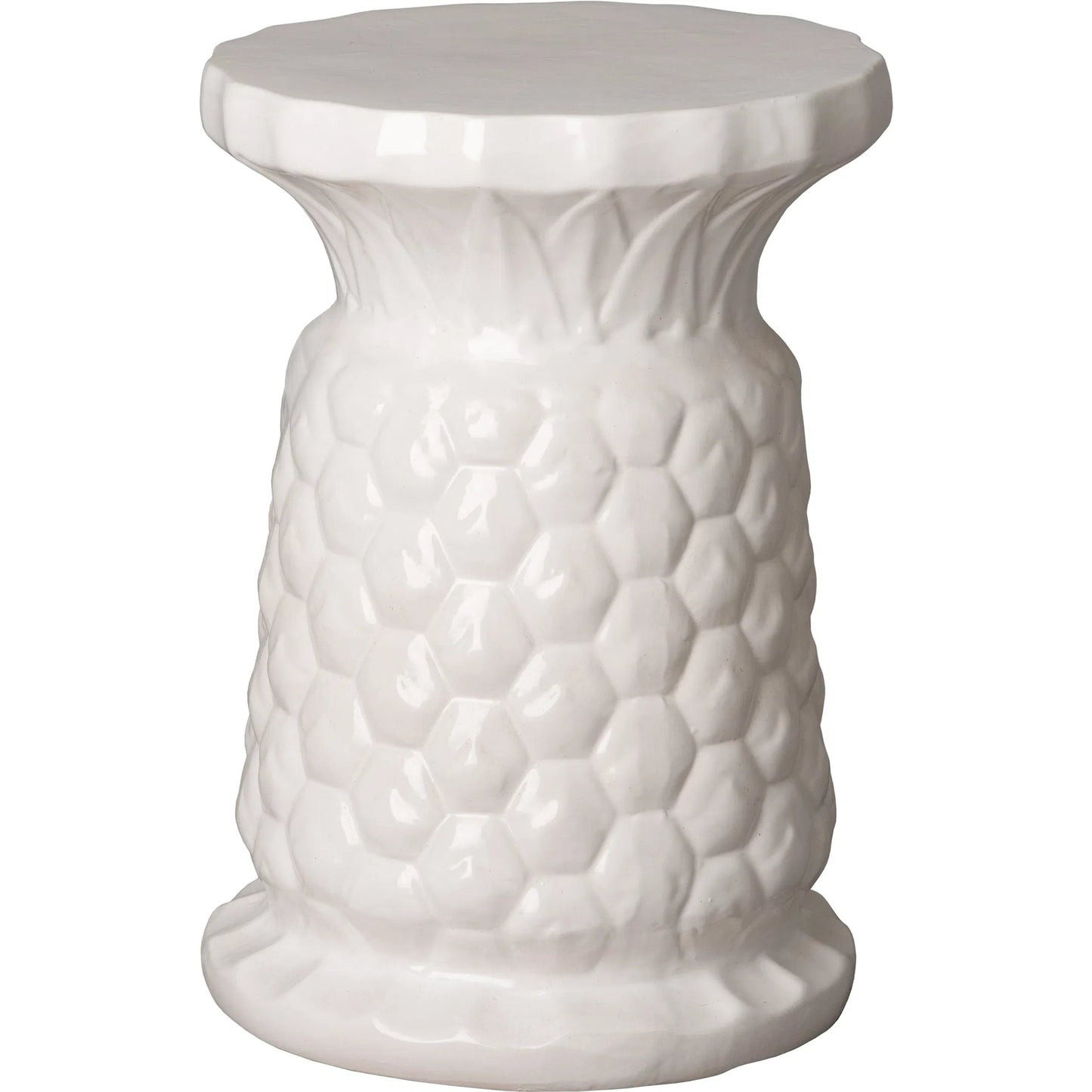 000 SI-2630433 | Primary Silo | Pineapple Indoor/Outdoor Stool by Emissary in white and glossy glaze. Made from ceramic in a unique style.
