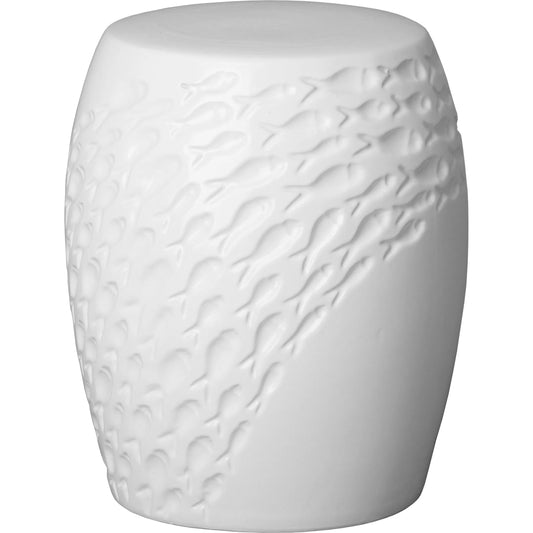 Fish Indoor/Outdoor Stool by Emissary in glossy glaze. Made from ceramic in a modern style.