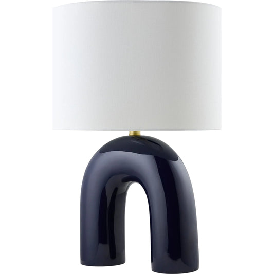 Calvert Accent Table Lamp by Livabliss in hand painted. Made from ceramic, linen, polyester, iron in a unique style.