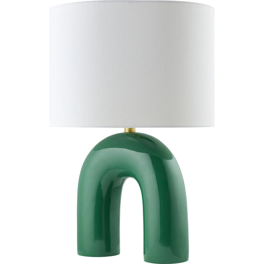 Calvert Accent Table Lamp by Livabliss in hand painted. Made from ceramic, linen, polyester, iron in a unique style.