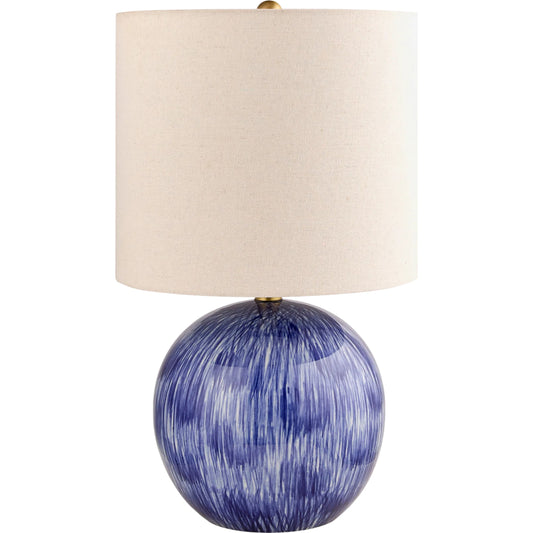 Civago Accent Table Lamp by Surya in dark blue. Made from ceramic, linen, polyester, iron in a unique style.