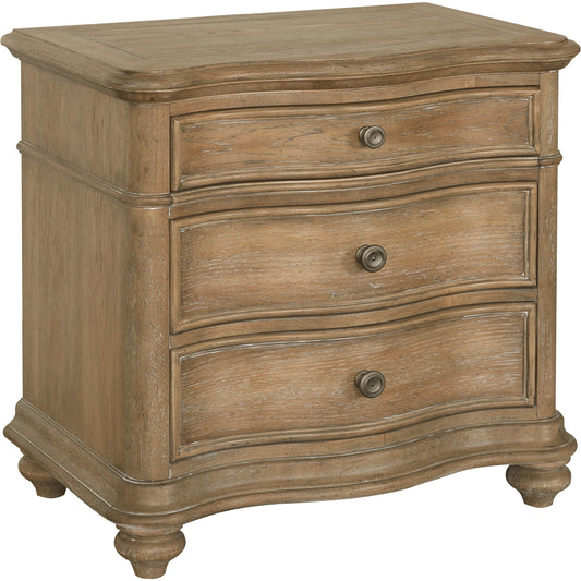 Weston Hills Nightstand by Pulaski Furniture in flax seed. Made from hardwood solids, hickory veneers in a traditional style.