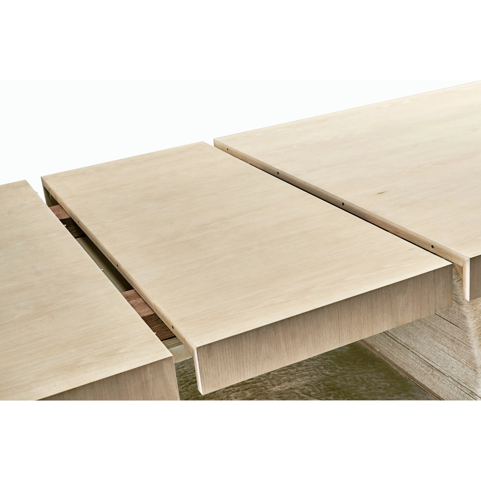 Water Swell Danish Cord Dining Table by Jonathan Charles in bleached oak. Made from oak, danish cord, metal in a transitional style.