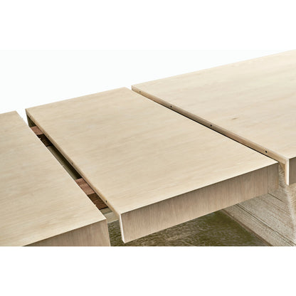 Water Swell Danish Cord Dining Table by Jonathan Charles in bleached oak. Made from oak, danish cord, metal in a transitional style.