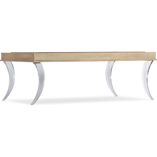 Molina Cocktail Table by Hooker Furniture in gold leaf. Made from tempered glass, acrylic in a modern style.