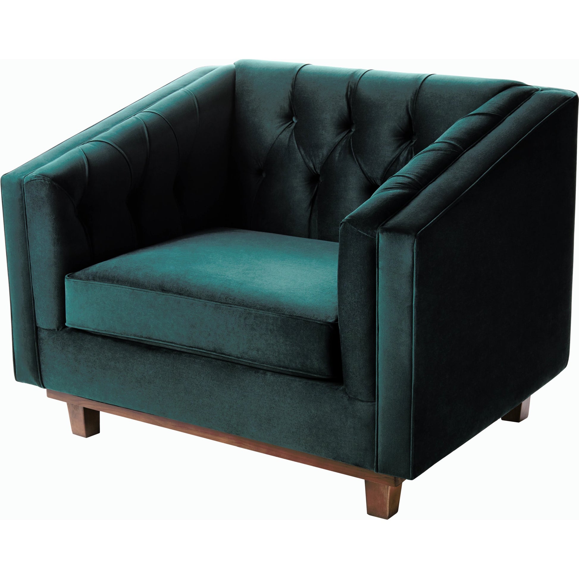 Cheviot Accent Chair- 359574 by Surya in emerald, brown and wood finish. Made from polyester, pine, polyurethane foam, dacron in a modern style.