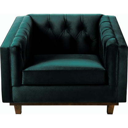 Cheviot Accent Chair- 359574 by Surya in emerald, brown and wood finish. Made from polyester, pine, polyurethane foam, dacron in a modern style.