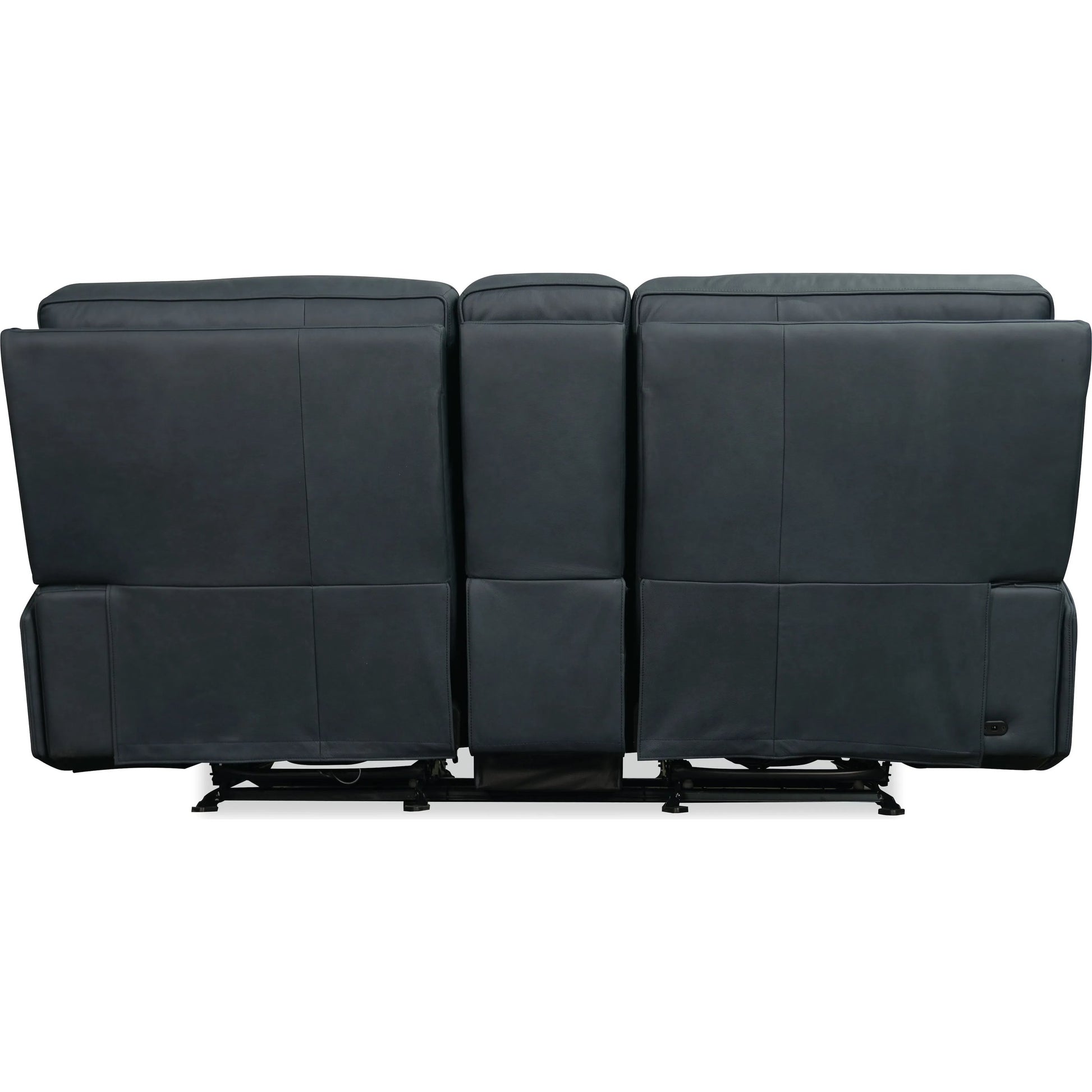 Riverton Power Gliding Console Loveseat with Power Headrest and Lumbar by Hooker Furniture in dante afterdusk. Made from leather in a traditional style.