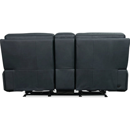 Riverton Power Gliding Console Loveseat with Power Headrest and Lumbar by Hooker Furniture in dante afterdusk. Made from leather in a traditional style.