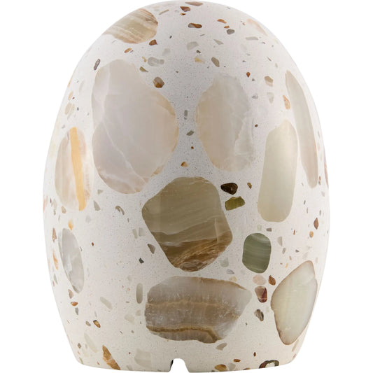 Caviya Accent Table Lamp by Livabliss in washed white. Made from marble in a unique style.