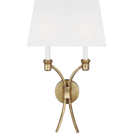 Westerly Double Sconce by Visual Comfort & Co. in antique gild. Made from steel in a unique style.