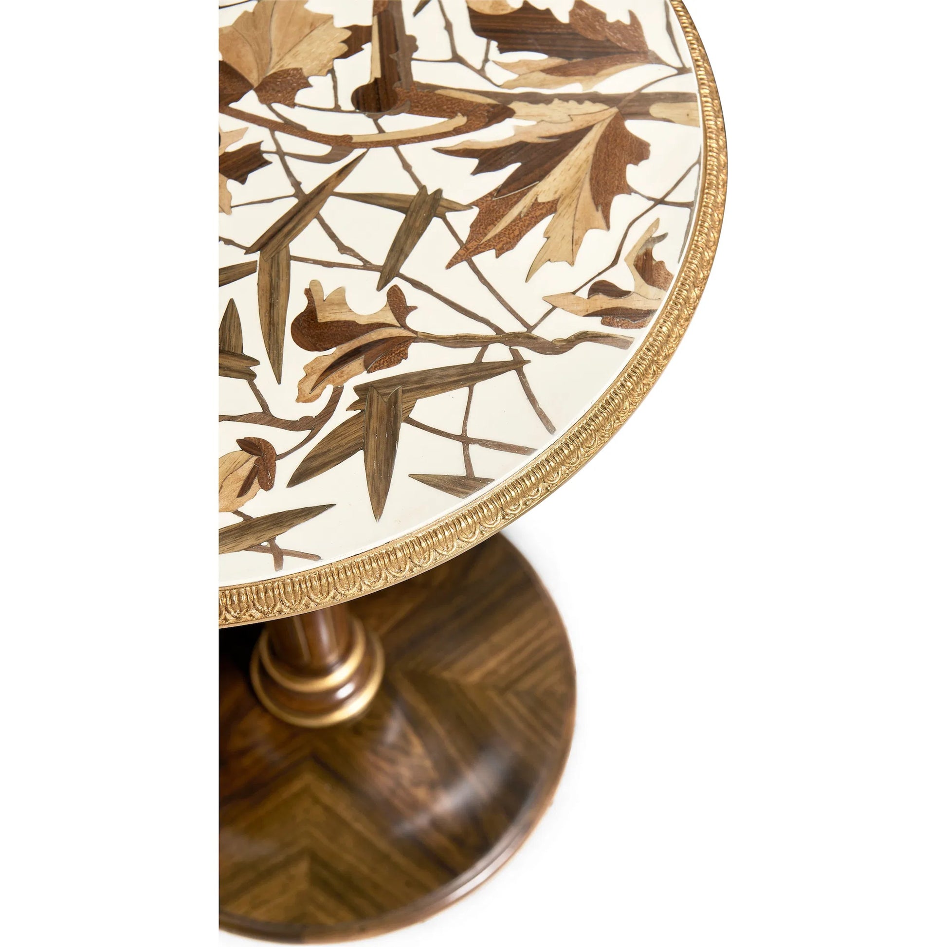 Trianon Accent Table by Jonathan Charles in oak leaf parquetry. Made from local mahogany, marquetry veneer, mdf in a traditional style.