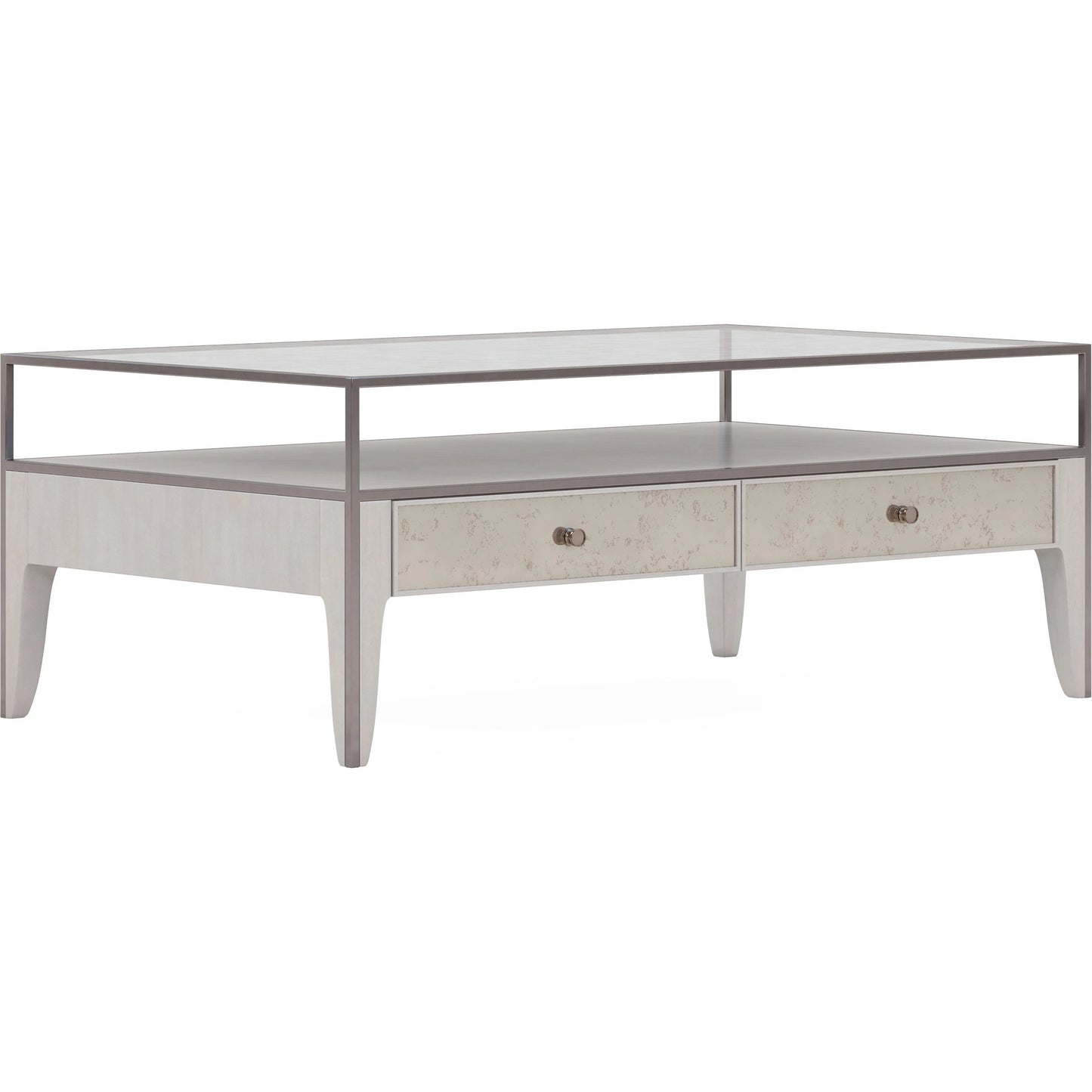 001 SI-2155800 | Primary Silo | Mezzanine Rectangular Cocktail Table by A.R.T. Furniture in dove gray. Made from parawood, poplar solids, maple veneer, mirror, glass, steel in a modern style.