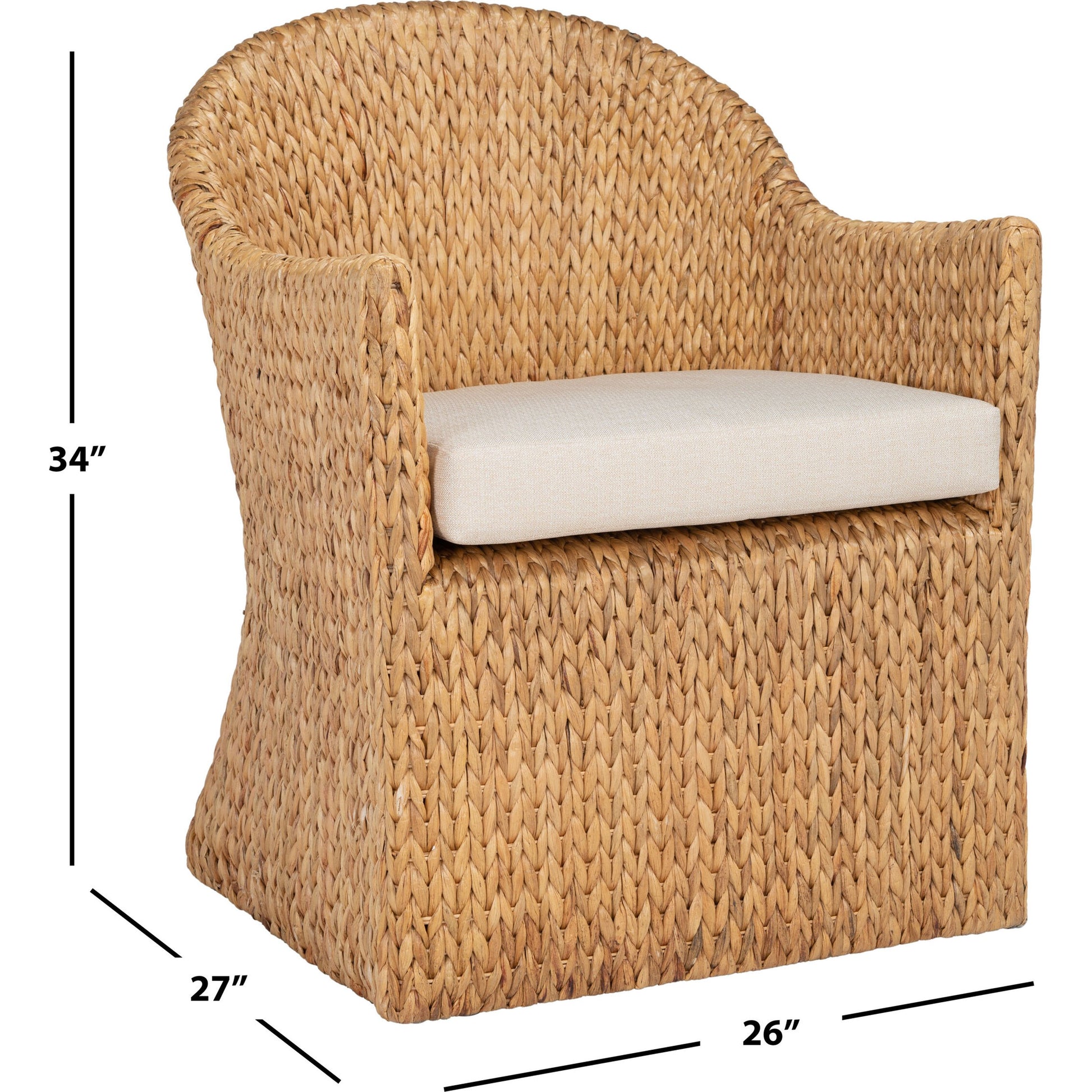 McPherson Water Hyacinth Chair by HedgeApple Essentials in natural, beige. Made from linen (100% polyester) in a cottage & farmhouse style.