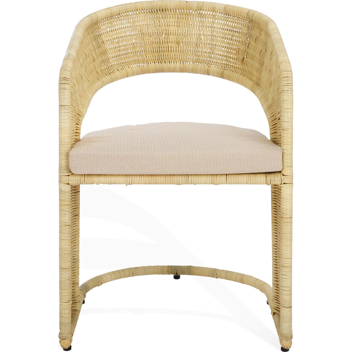 000 SI-2453927 | Additional Silo | Lees Rattan Dining Chair by HedgeApple Essentials in natural, white. Made from rattan, iron, performance linen (100% polyester), foam (eon white d23) in a rustic style.