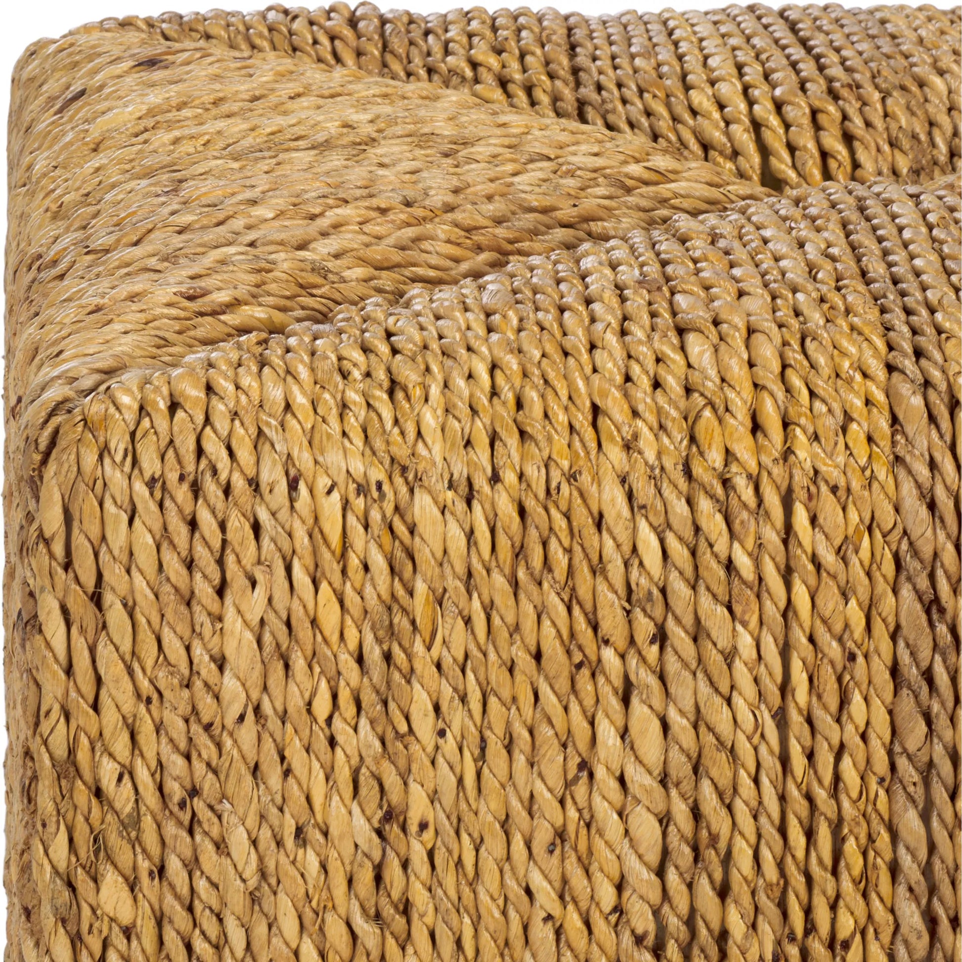 Broome Woven Abaca Ottoman by HedgeApple Essentials in natural. Made from mahogany, abaca in a rustic style.