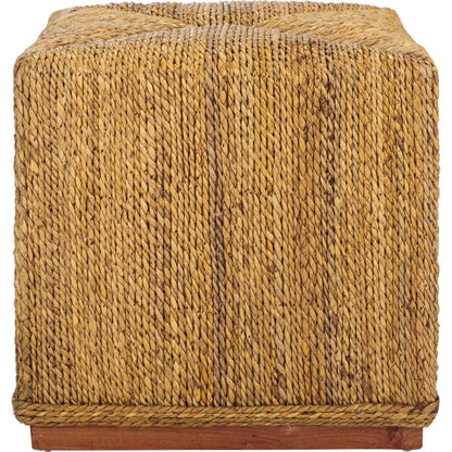 Broome Woven Abaca Ottoman by HedgeApple Essentials in natural. Made from mahogany, abaca in a rustic style.