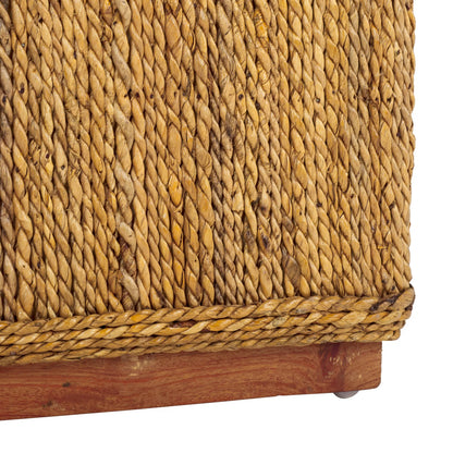 Broome Woven Abaca Ottoman by HedgeApple Essentials in natural. Made from mahogany, abaca in a rustic style.