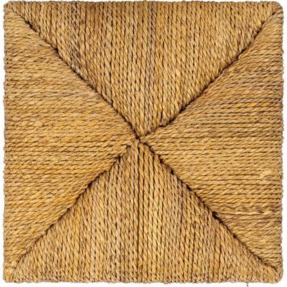 Broome Woven Abaca Ottoman by HedgeApple Essentials in natural. Made from mahogany, abaca in a rustic style.